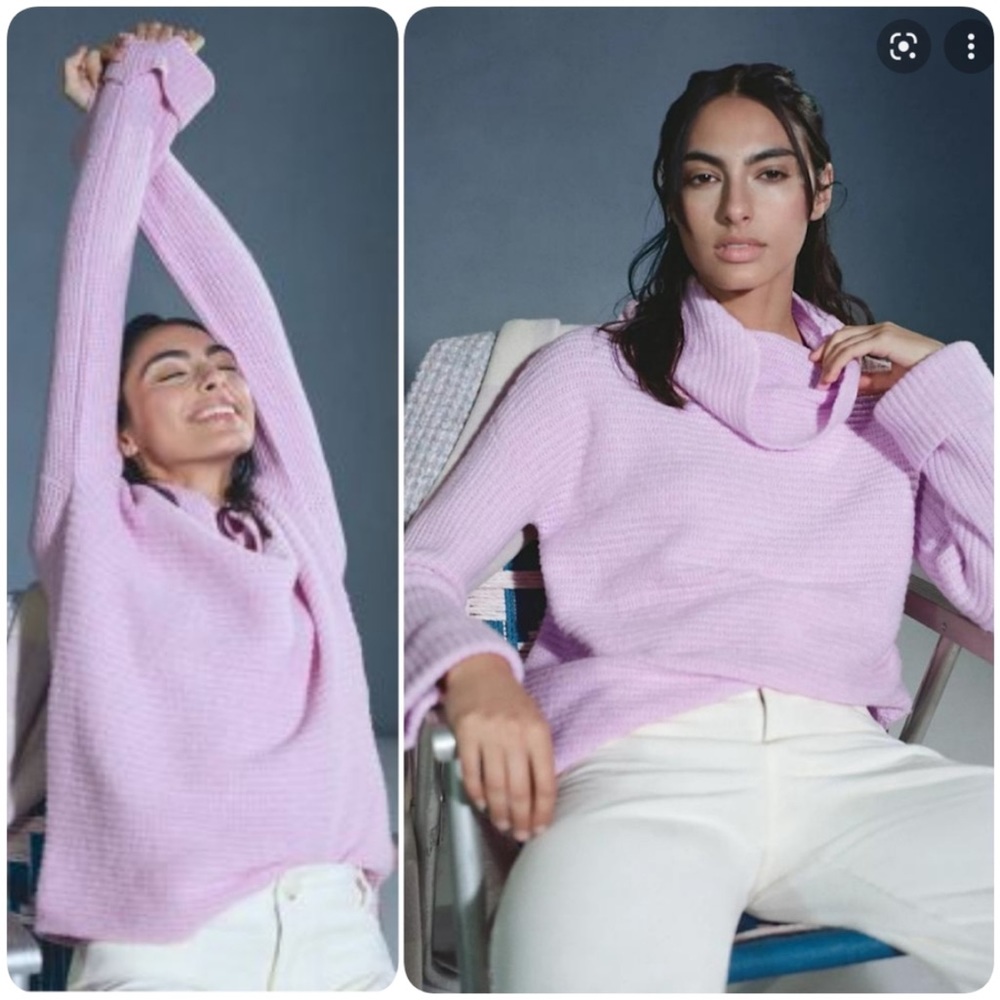 Anthropologie Light Pink Cowl Neck Sweater